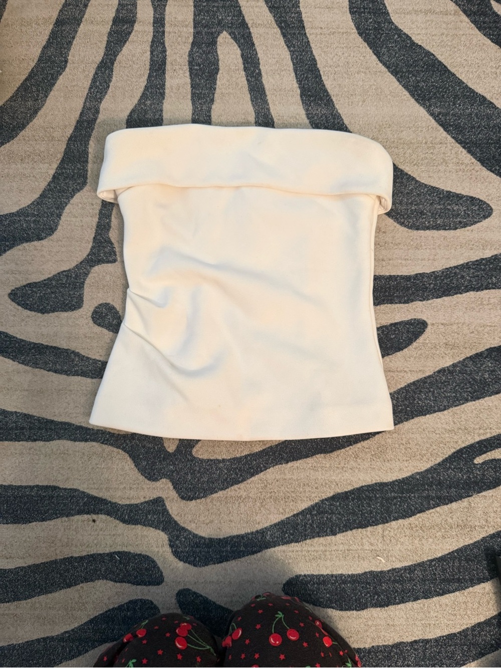 Soft Cream Strapless Fold-Over Tube Top - Picture 2 of 4